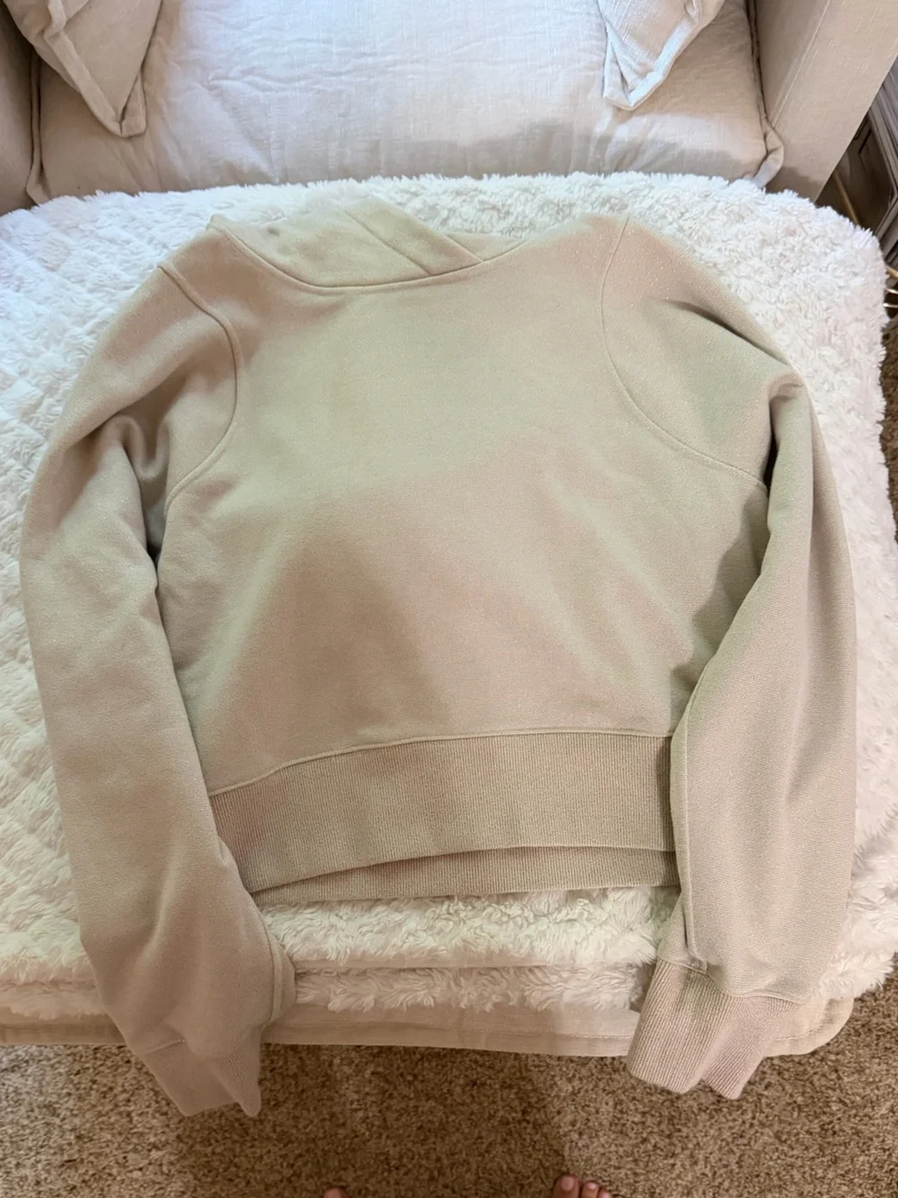 Lululemon Athletica Neutral Beige Cropped Pullover Sweatshirt